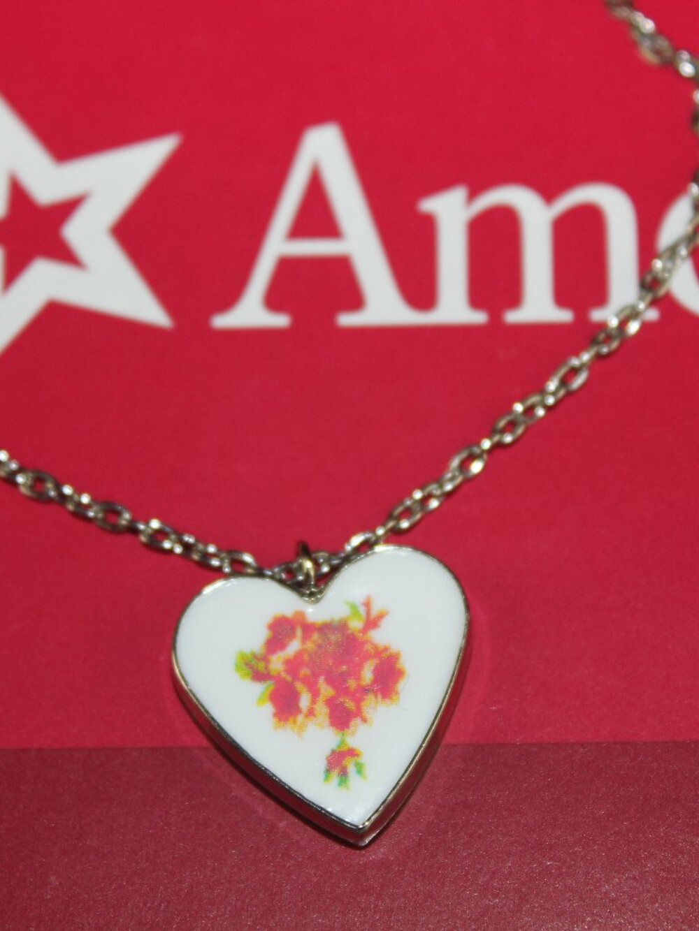 American Girl Doll Nellie Spring Party Outfit Heart Necklace 18" Doll Accessory